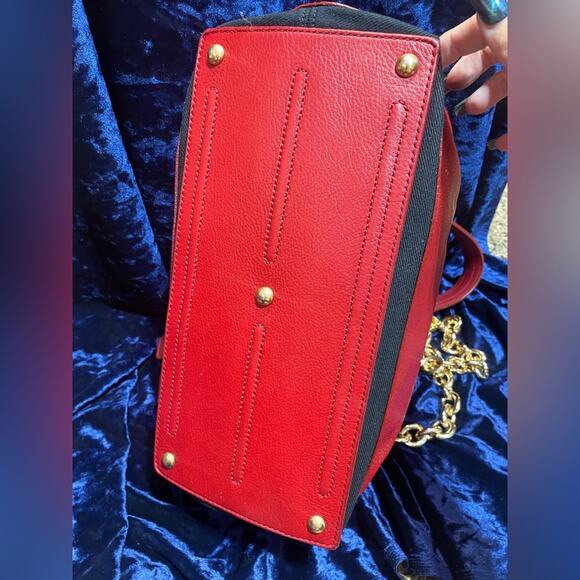 YSL Yves Saint Laurent tote or Shoulder Bag Red Leather Trim with COA - Picture 5 of 7